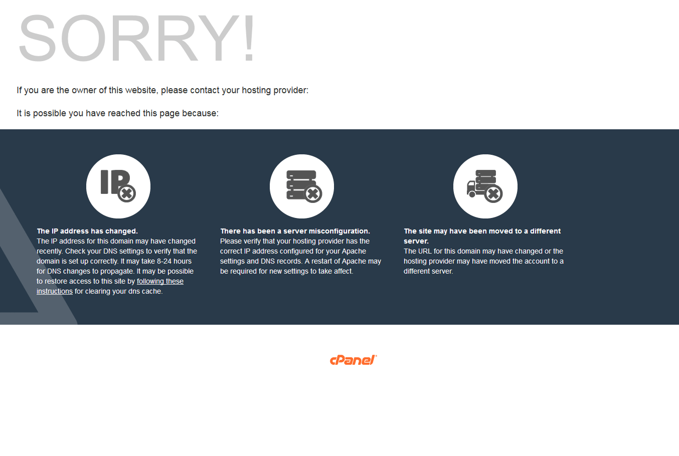 رفع خطای Default Website Page در سی پنل