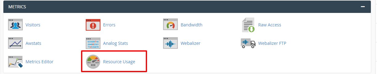 site resource usage in cpanel