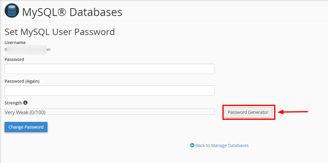 cpanel databases chenge password3