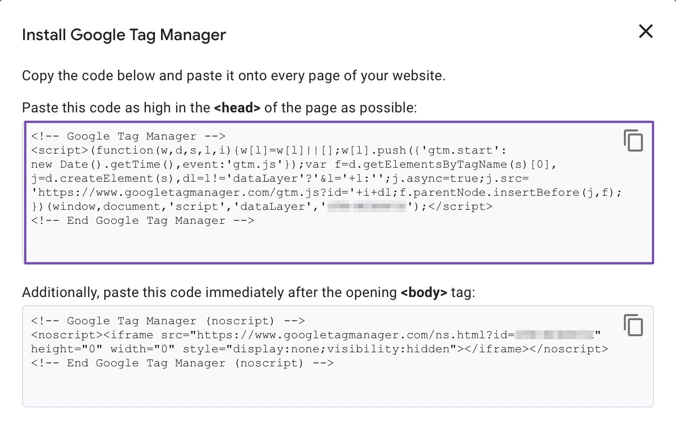 install google tag manager wordpress haed file